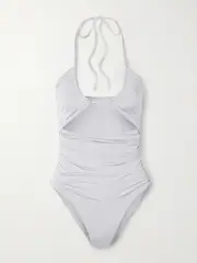 [Magda Butrym] Magda Butrym - Ruched Cutout Halterneck Swimsuit - Gray - FR 38 FR 38 Gray