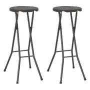 Folding Bar Stools 2 pcs HDPE and Steel Brown Rattan Look