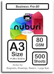 Premium A3 Size Printer Paper - Smooth Bright White Printing Surface - Professional Quality - 11.69 x 16.53 in - 297 x 420 mm (500 Sheets)