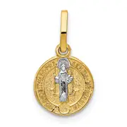 14K Yellow & Rhodium With Circle St. Benedict Medal Pendant