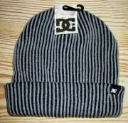 MENS DC SHOES GRAY BLACK BEANIE HAT CAP ONE SIZE