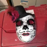 Feathered Hat Calavera Day of the Dead Mask