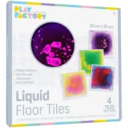 Play Factory Liquid Floor Tiles Sensory Educational Game Toy 4 Pack 30cm x 30cm