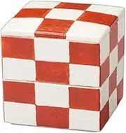 Red Checkered Double Tier (Small) 4.5 x 4.5 x 4.7 inches (11.5 x 11.5 x 12 cm) | Lid |