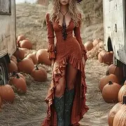 Women's Midi Dress Boho Dress Western Dress Fashion Modern Outdoor Holiday Going out Regular Fit Plain Long Sleeve V Neck Maroon Summer