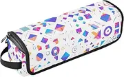 2-in-1 Curling Iron Travel Case with Iron Mat Dustproof Travel Hair Straightener Bag for Straigheners, Curling Iron, Hair Dryer, Geometric Shapes Gradient Colors Portable Organizer, geometric shapes