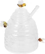 TIDTALEO Clear Glass Honey Jar with Dipper Stick Honey Dispenser for Easy Serving Honey Container with Stirring Rod for Family Breakfasts and Festive Occasions