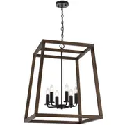 County Style Dalton Pendant 6 Lights French Provincial Modern Timber Ceiling Telbix Lighting
