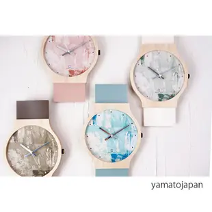 日本 YAMATO painting clock 手錶造型 掛鐘 時鐘 壁鐘 木製 木頭 工藝 雜貨