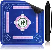 VKX Mahjong Mat, Non-Slip Noise Reduction Gaming Mat 31.5x31.5 Inch, Neoprene Mahjong Table Mat for Mahjong, Poker, Card, Board Games (Blue-2)