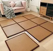 Japanese Tatami Mat Portable Folding Mat Futon Mattress Firm Traditional Floor Bed Patchwork Rattan Floor Mat(Natural,120x180cm(47x71inch))