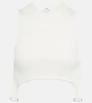 [Courreges] Courrèges Ribbed-knit cropped top with suspenders AU 14 white