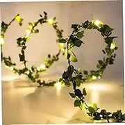 Lighted Christmas Garland, 196.85 Inch Christmas Garland with 50 LEDs Lights, Artificial Green Leaf Vine with Fairy String Lights for Decor No Battery, Christmas Garland with Lights
