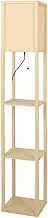 EMITTO Floor Lamp LED Storage Shelf 3 Tier Wood Standing Reading Corner Light