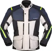 Modeka Varus waterproof Motorcycle Textile Jacket, grey-blue, Size M for Men Grey Blue