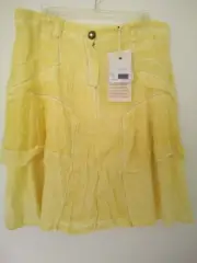 Italian Designer Elisa Caveletti Yellow Button and zip up Linen Skirt - Size XL