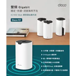 送CAT7網路線 TP-Link Deco S7 AC1900 雙頻 Gigabit 真Mesh 網狀路由器 M4升級