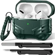 [MOBOSI] for Airpods Pro Case(2nd/1st Gen), Military Grade AirPods Pro 2nd Generation Case, [Compatible with MagSafe], Hard Shell Full-Body Protective Case Cover with Keychain(2023/2022/2019), Green