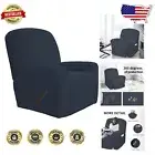 Elastic 4-Piece Furniture Protector - Dark Blue Oversized Checkered Sofa Cover