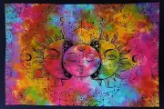 Sun Face Mandala Tapestrie Three Face Sun Mandala Cotton Home Decor Wall Poster