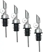 TIDTALEO 4Pcs Oil Bottle Dispenser Spout Stainless Steel Pourer for Liquor Oil Food Grade Airtight Stopper for Kitchen Use and Cooking