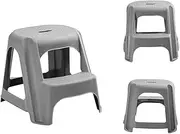 Baby Double Step Stool, Toddler Stool for Toilet, with Fits All Toilets and Plastic Anti-Slip Step Stool Toilet for Travel Fits All Toilets, Use in Any Bathroom (Color : Gray)