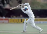 Andy Flower of Zimbabwe batting during his innings of 59 runs- Old Cricket Photo