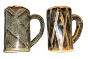 Handthrown Studio Pottery Clay Coffee Cup Mug Set signed by the artist Ed