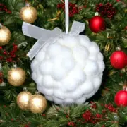 Seasonal Abode White SNOWBALL Round Christmas Hanging Ornament NEW