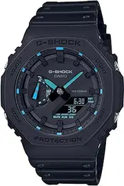 [Casio] G-Shock GA-2100-1A2 Neon Accent Series Analog Digital Black Strap Men's Watch, Blue Dial, 48.5 × 45.4 × 11.8 mm