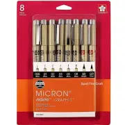 Sakura Pigma Micron Pen Set Black 005 01 02 03 05 08 Brush Graphic 30067