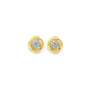 9ct Gold Diamond Cluster Knot Stud Earrings