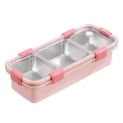 3 Compartment Lunch Box, Stainless Steel Bento Box, Portable Food Storage Container for Children, Leakproof Snack Box A