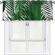 GaxfjRu Green Palm Leaf print Valance Room Darkening Blackout Valances 3 Inch Rod Pocket Window Valance for Bathroom
