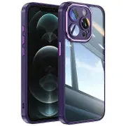 Compatible For iPhone 12 Pro Max Camera Protection Metal Buttons TPU + Acrylic Drop Proof Phone Cover DarkPurple