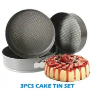 3Pcs Au Round Cake Tin Set Non Stick Spring Form Loose Base Pan Baking Tray