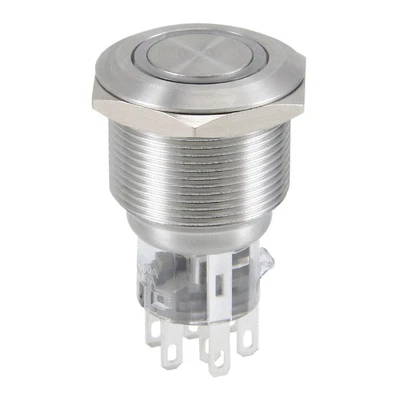 Push Button Switch Momentary Switch - 5A 24V / 22mm / Silvery, Red / 1 Pcs