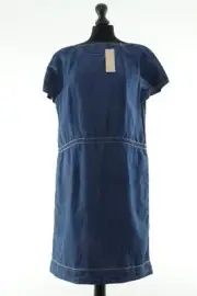 oui Jeanskleid Kleid 42 blau stone leicht knielang Kurzarm Viskose Leinen NEU