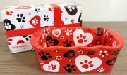 Temptations Seasonal Ruffled 12oz Mini Loaf Pan PAWFETTI Serving Dish RED