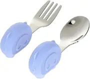 Abaodam Kids Forks Training Stainless Steel Fork and Spoon Set 2pcs Tableware with Handle Design Durable Utensils for Learning to Eat Kids Nursing Cutlery