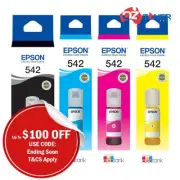 Genuine EPSON 4x Pack T542 BK/C/M/Y EcoTank Refill Ink Bottle for ET5150/ET5170