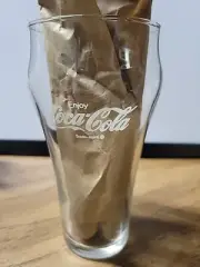 Coke Enjoy Coca Cola Glass Bell Shape White Letters 6”