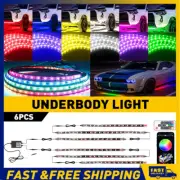 2x120+4x60cm RGB LED Underglow Body Neon Light Kit App Car Under Tube Strip Glow