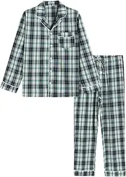 [Latuza] Men's Lightweight Cotton Pajamas Long Sleeves Shirt Pants Set