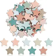 45 Pcs Star Extra Tokens for Reward Jar Ocean Colored Star Shape Wooden Cutouts Tokens with Linen Pocket for Back to School Classroom Student Teacher