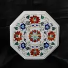 2'x2' Marble Console Center Table Top Turquoise Marquetry Inlay Hallway Decor