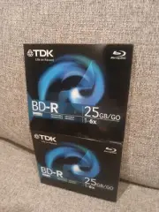 (2) TDK BD-R Blu-Ray 25 GB 1 - 6 X Recordable Discs - Brand New!