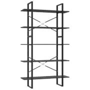 vidaXL 5-Tier Book Cabinet Grey Engineered Wood Storage Rack Bookcase Stand