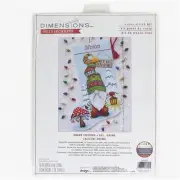 Personalized Holiday Gnome Stitching Kit - 16" Long, 14 Cnt. Light Blue Aida - C