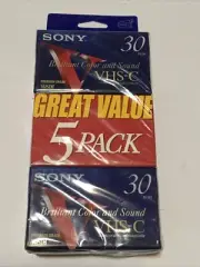 5 - Pack Sony VHS-C Camcorder Tapes TC-30VHGL 30 Premium Grade NEW SEALED